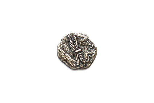 Antique Silver Metal - Dragonfly - Round