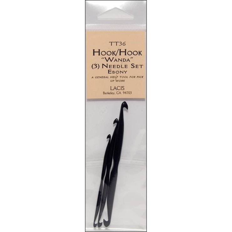 Lacis Double-Ended Ebony Crochet Hooks 3/Pkg