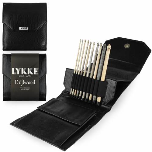 LYKKE Crafts Driftwood 6 inch Crochet Hooks Set - Black Faux Case