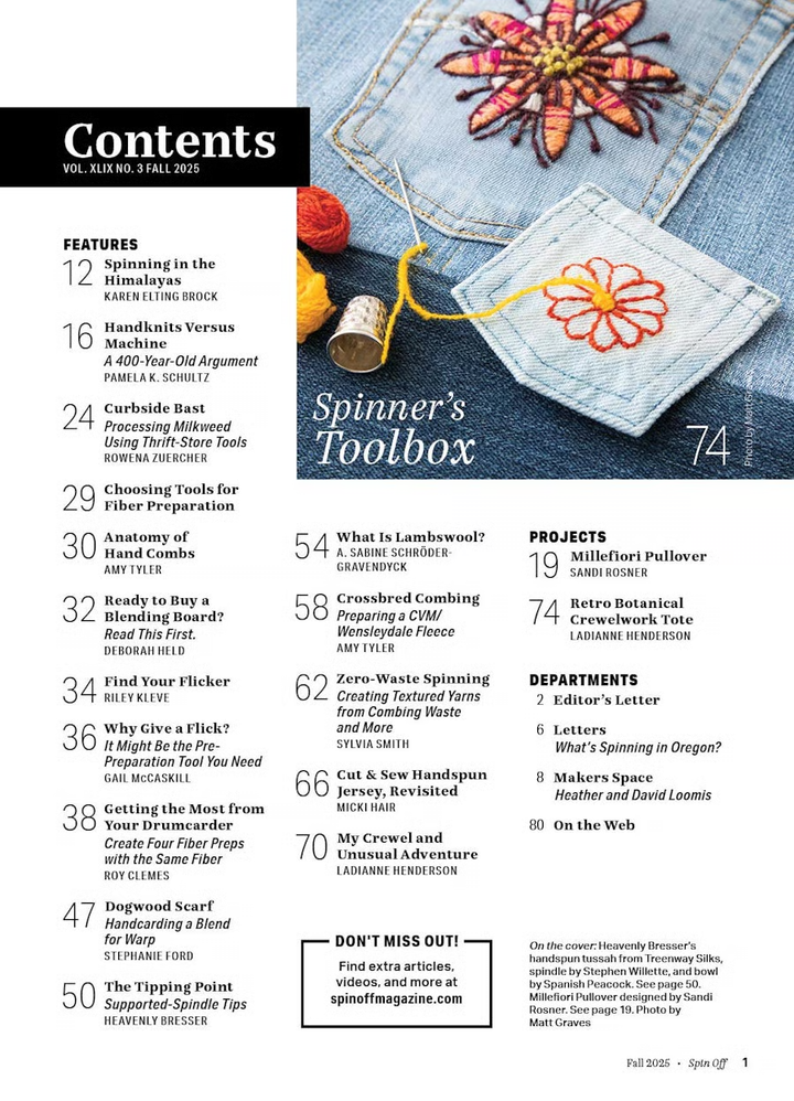 Spin Off - the Art &amp; Craft of Spinning Yarn - Fall 2025 - Vol. XLVI No. 7