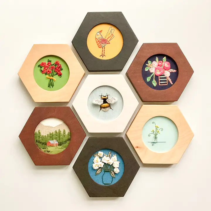 Hexagon Embroidery Hoop Frame for 3" Hoops