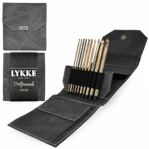 LYKKE Crafts Driftwood 6 inch Crochet Hooks Set - Grey Fabric Case