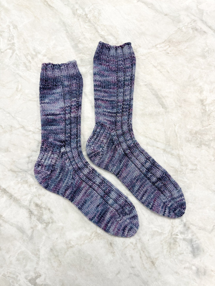 Ribbed top-down Magic Socktober Socks knit in Circulo Bossa Nova