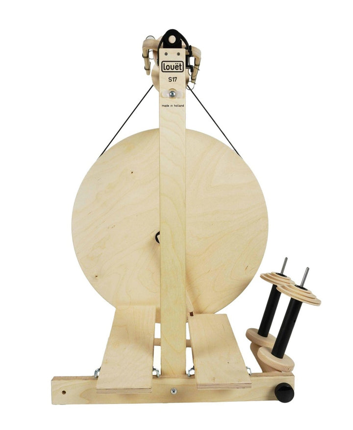 Louët S17 Double Treadle Spinning Wheel, front view