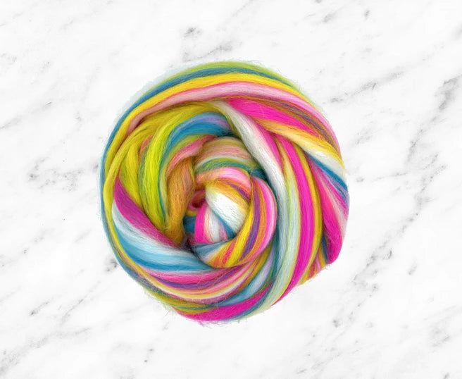 Merino Wool Blend Roving by the Ounce - Neon