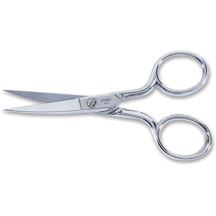 Sharp points for snipping tight threads. Have a stronger frame, perfect for cutting one layer of fabric, multiple strands of embroidery thread, and even lighter needlework yarn. The handsome, double-plated finish over nickel is durable. A protective leather sheath is included for storage. 