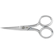 Sharp points for snipping tight threads. Have a stronger frame, perfect for cutting one layer of fabric, multiple strands of embroidery thread, and even lighter needlework yarn. The handsome, double-plated finish over nickel is durable. A protective leather sheath is included for storage. 