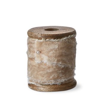 Frayed Edge Velvet Ribbon on Wood Spool