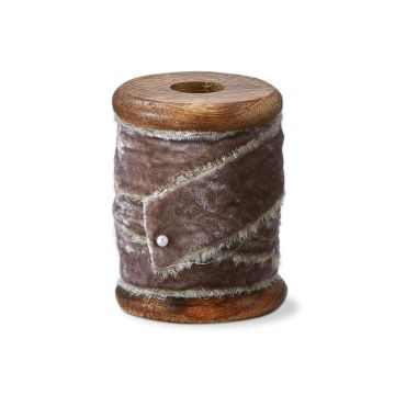 Frayed Edge Velvet Ribbon on Wood Spool