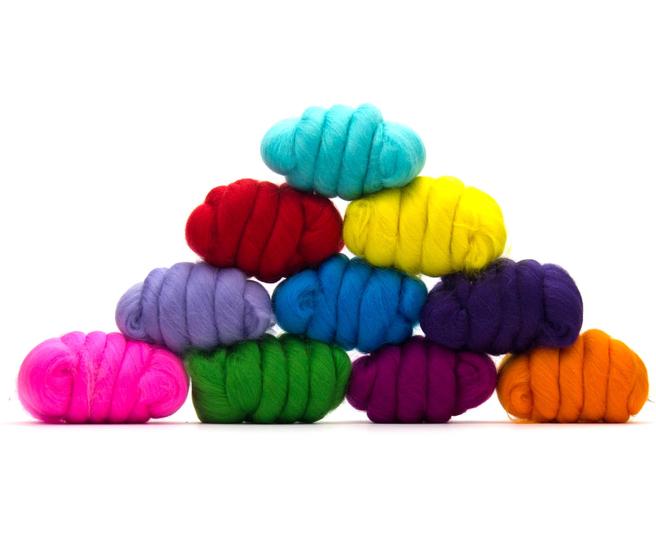 Merino Wool Roving 250g Mix Pack Solid Colors