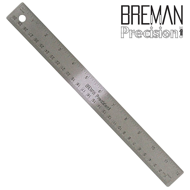 Breman Precision Stainless Steel Cork Back Ruler 12" with Metric