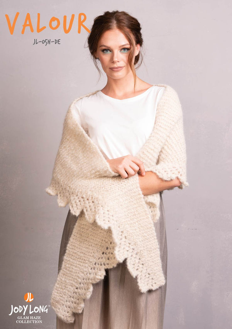 Elegance: A book featuring knitting designs using Jody Long's yarn, Glam Haze.   Designs Included:   Beau Sweater Blithe Sweater Wish Cardigan Cinder Sweater Muse Cardigan Truly Sweater Enva Hat Enva Cowl Valour Shawl Softcover/Magazine Format 48 pages Designer: Jody Long Copyright 2020