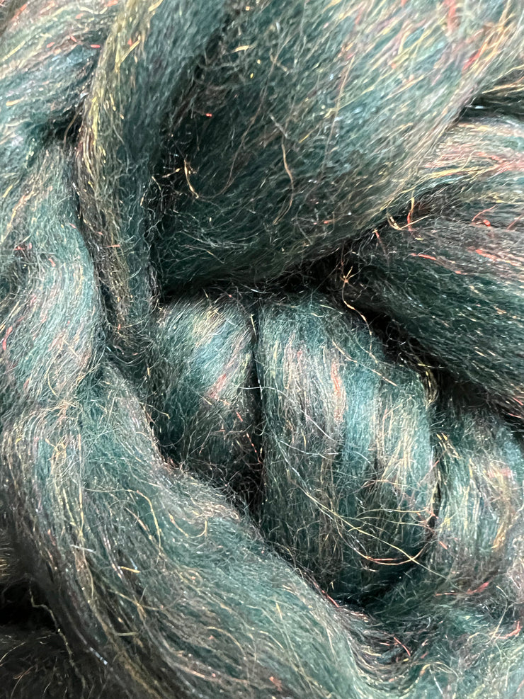 Merino Wool Blend Roving by the Ounce - Glitzy Mallard