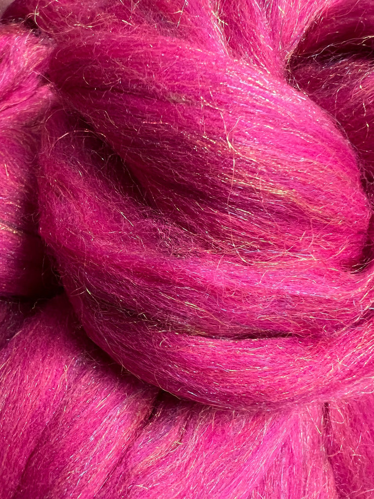 Glitzy Raspberry Roving