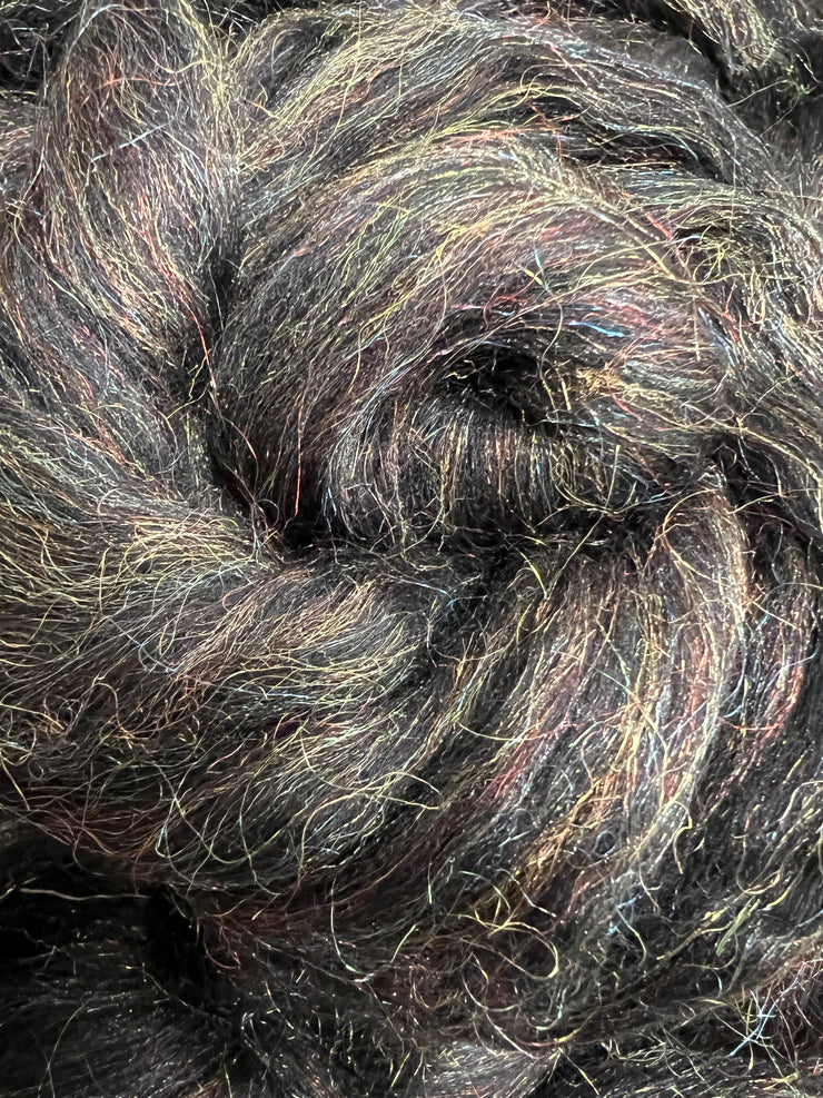 Merino Wool Blend Roving by the Ounce - Glitzy Raven