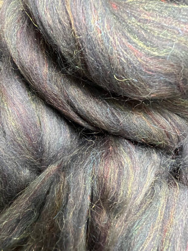 Merino Wool Blend Roving by the Ounce - Glitzy Granite