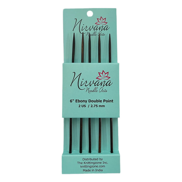 Nirvana 6" Ebony Double Point Needles
