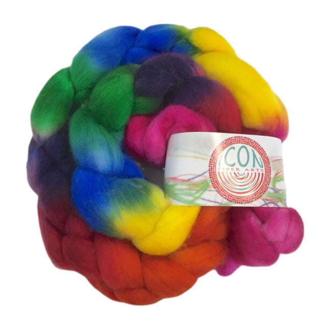 Organic Polwarth Wool Roving 4 oz Hand Painted Josh Steger Candy Jar Rainbow