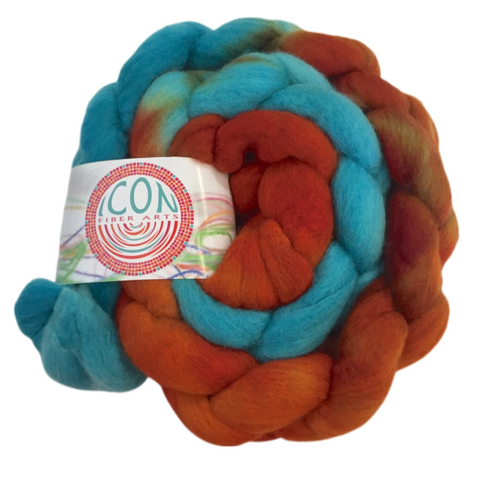 Organic Polwarth Wool Roving 4 oz Hand Painted Josh Steger Koi Pond