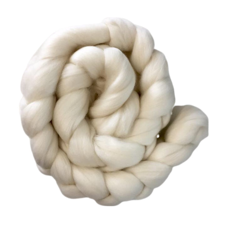 Organic Polwarth Wool Roving 4 oz Hand Painted Josh Steger Natural