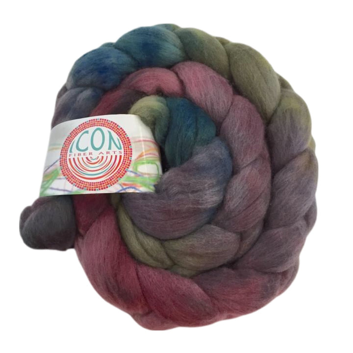 Organic Polwarth Wool Roving 4 oz Hand Painted Josh Steger Succulent