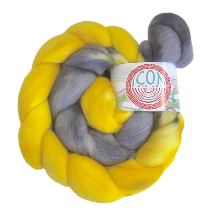 Organic Polwarth Wool Roving 4 oz Hand Painted Josh Steger Elephant Sunrise