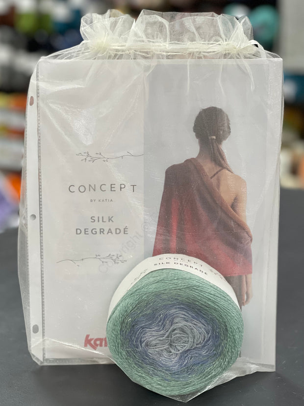 Silk Degradé Knit Shawl or Crochet Poncho Kit