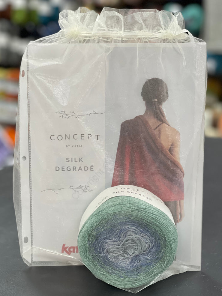 Silk Degradé Knit Shawl or Crochet Poncho Kit