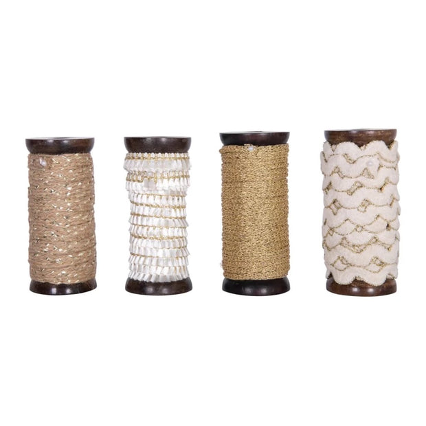 Metallic Ribbon on Wood Spools
