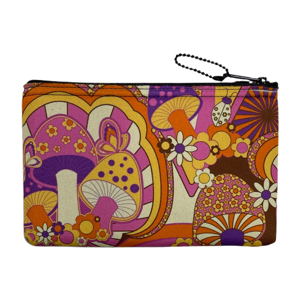 Pink Mushroom Patterned Notions Zipper Case 5"x8"
