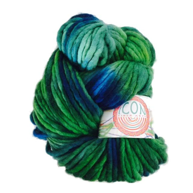 Hand Painted Heavy Bulky Weight Merino Yarn in Peacock