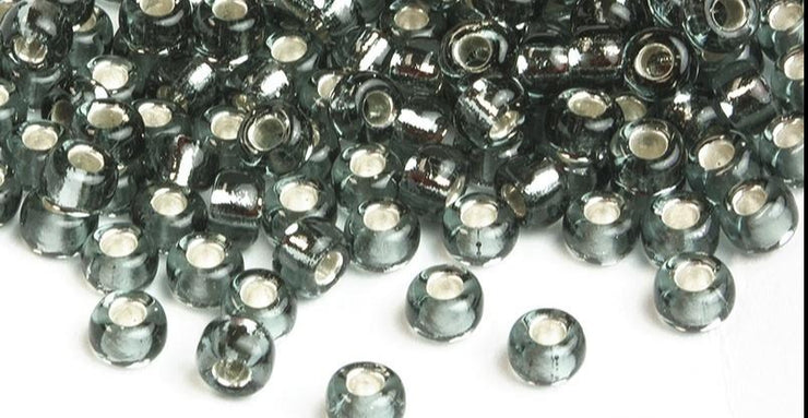 Silverlined Pewter 6/0 Glass Beads