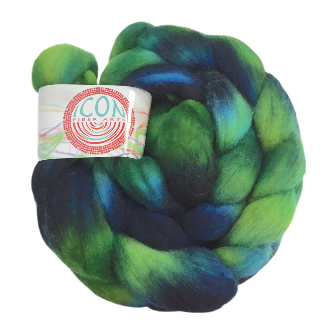 Superfine Merino Wool Roving Hand Painted Josh Steger Peacock