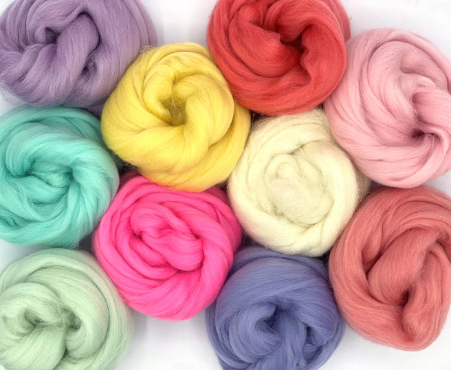 Merino Wool Roving 250g Mix Pack Solid Colors