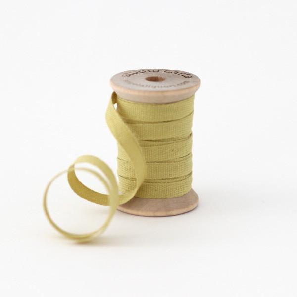 1/4" Italian Cotton Ribbon Spool 5 yards by Studio Carta Chartreuse Green