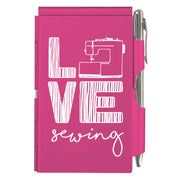 Love Sewing Flip Note with Pen - Pink Case