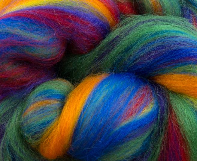 Merino Wool Blend Roving by the Ounce - Rainbow