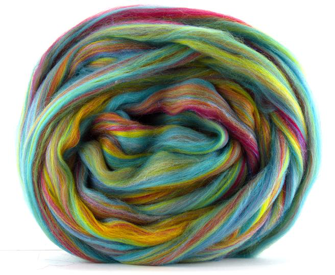 Merino Wool Sparkle Blend Roving by the Ounce - Over The Rainbow