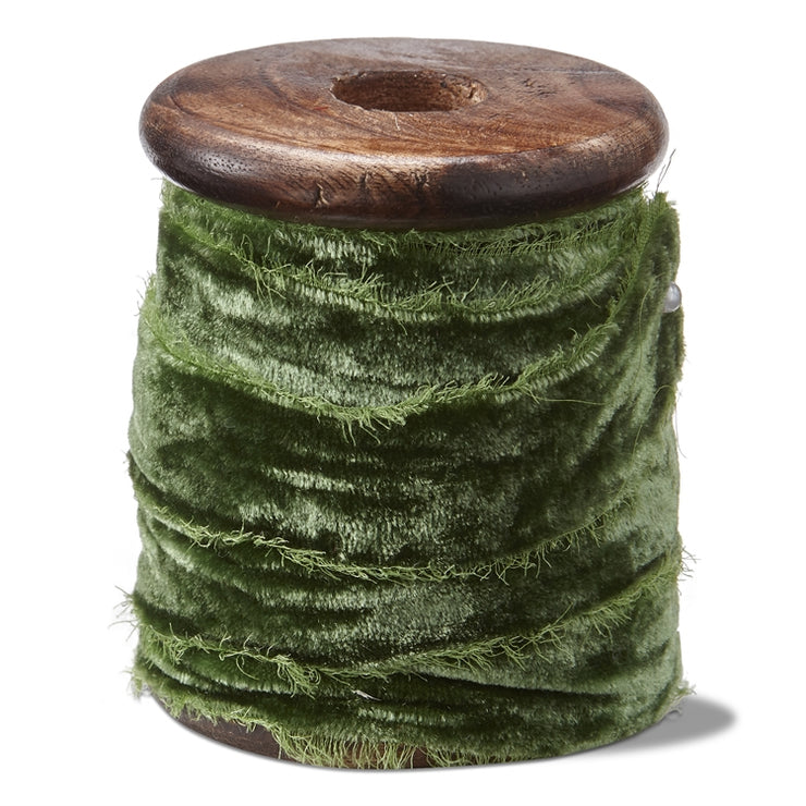 Frayed Edge Velvet Ribbon on Wood Spool
