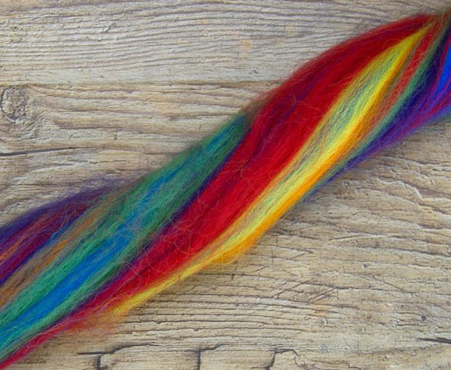 Merino Wool Blend Roving by the Ounce - Rainbow