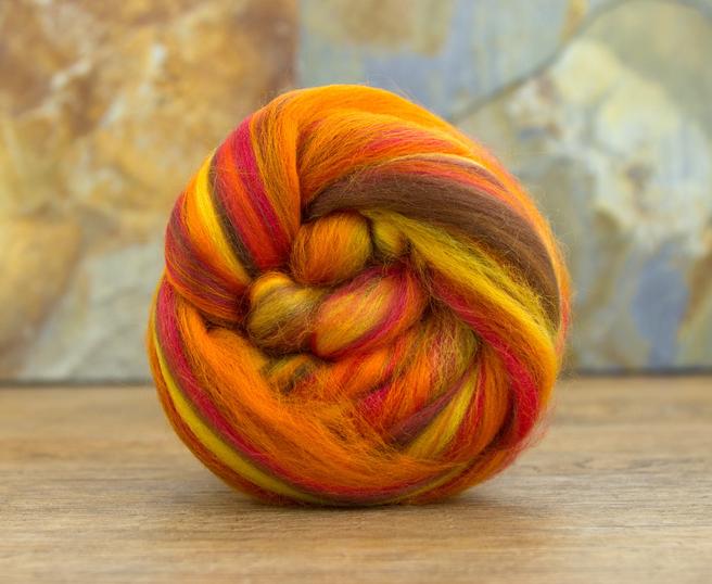 Merino Wool Blend Roving by the Ounce - Blaze