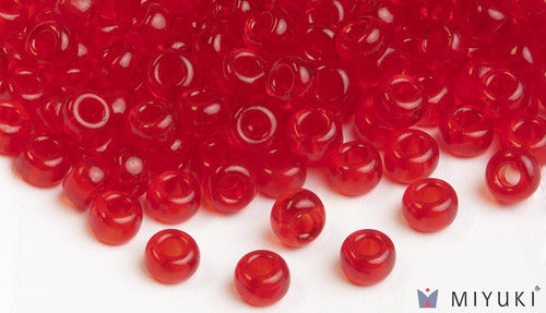 Transparent Red Glass Beads 8/0