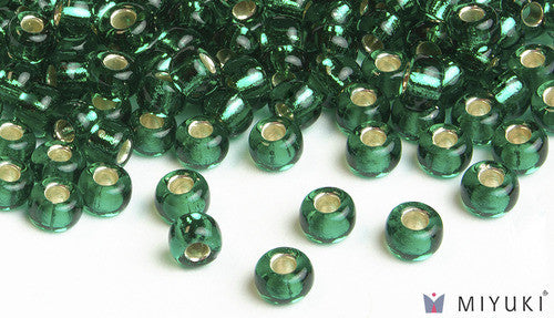 Silverlined Emerald 6/0 Glass Beads