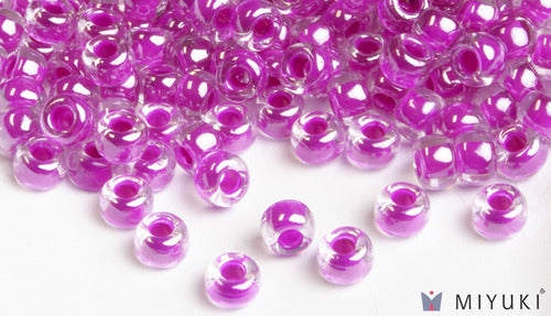 miy6-209 Miyuki Size 6 Glass Beads Fuchsia AB Lined Crystal approx 30 grams