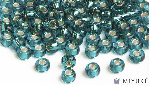 Miyuki Silverlined Teal 6/0 Glass Beads