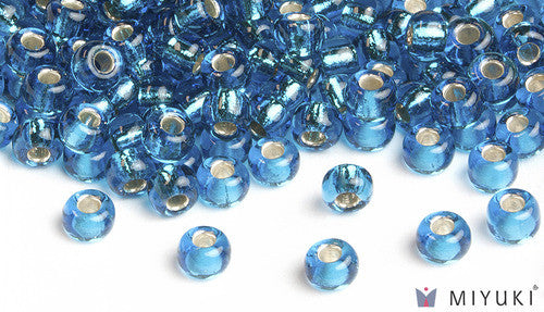 Miyuki Silverlined Capri Blue 6/0 Glass Beads