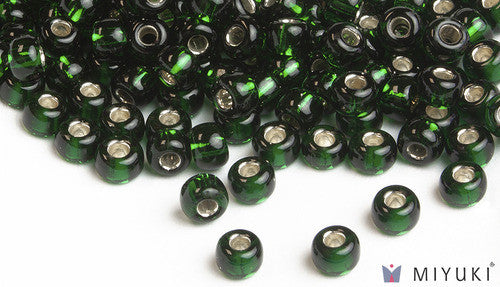 Silverlined Deep Emerald 6/0 Glass Beads