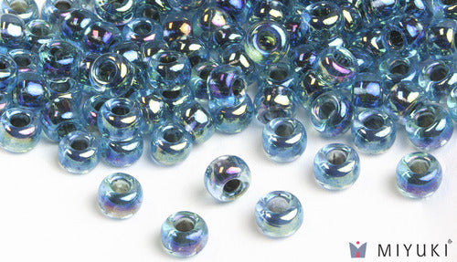 Blue-lined Aqua AB 6/0 Glass Beads
