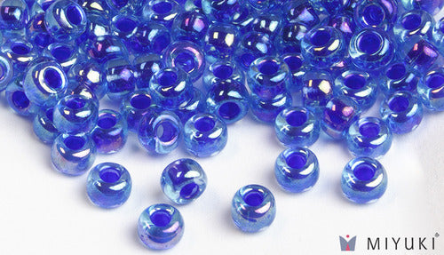 Cobalt-lined Sapphire AB 6/0 Glass Beads