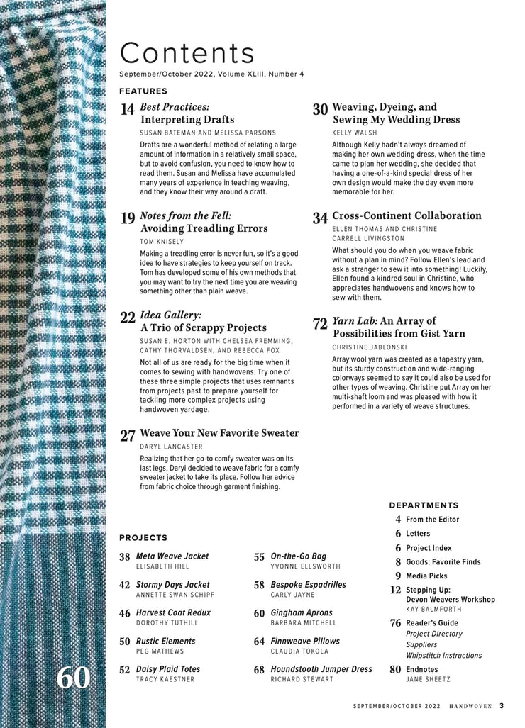Handwoven Magazine September/October 2022, Volume XLIII, Number 4